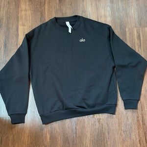New ALO Yoga Women's Classic Black Crew Neck Sweater NWOT BAGGY sleeves sz S